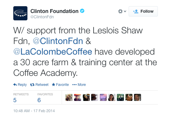 clinton-foundation-tweet-2-la-colombe-coffee