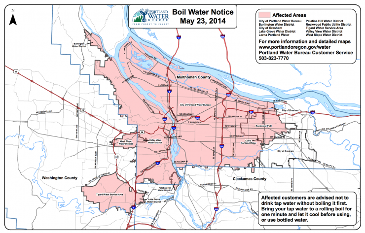 Boil Water Map (via OregonLive)
