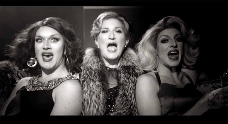 Ana Gasteyer (center) from her official music video for "One Mint Julep" (via Instagram