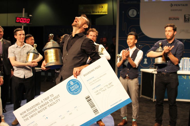 Sasa Sestic moments after winning the 2015 World Barista Championship in Seattle, Washington. (Photo by Liz Clayton for Sprudge)