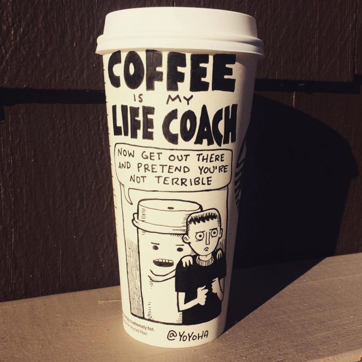 josh hara coffee cartoonist cup art starbucks instagram yoyoha sprudge