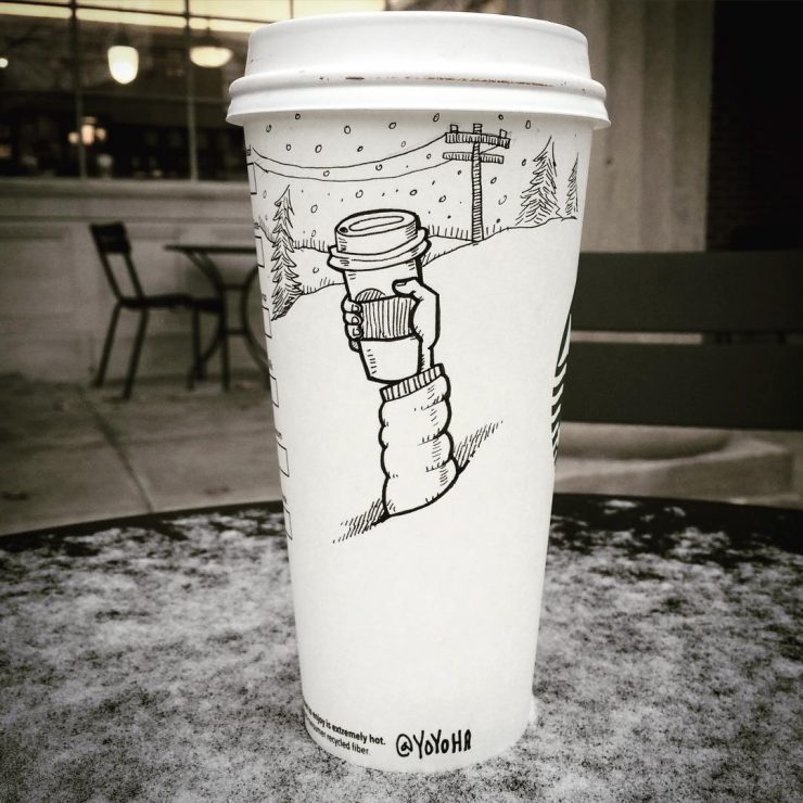 josh hara coffee cartoonist cup art starbucks instagram yoyoha sprudge