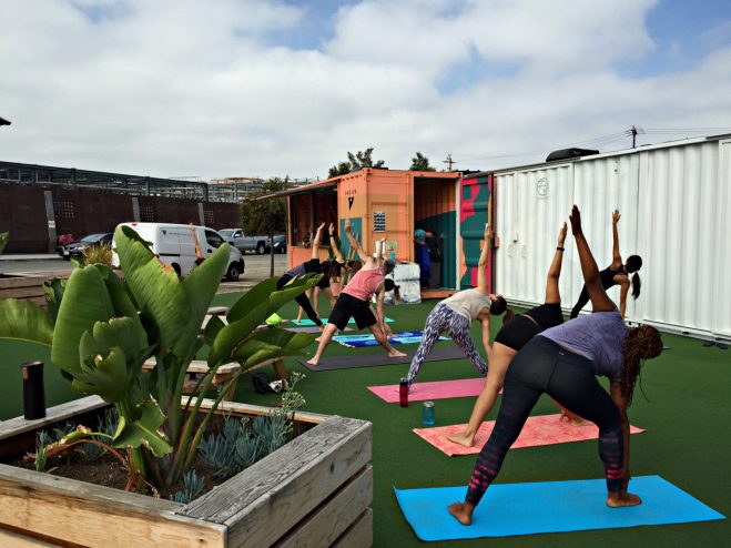 shreebs coffee shipping container los angeles arts district downtown pour-over yoga cafe sprudge