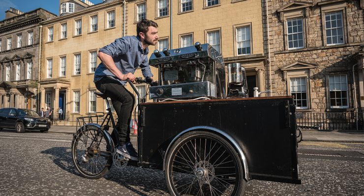 bearded barista steampunk coffee roasters edinburgh scotland uk smith and gertrude leith market coffee bike sprudge
