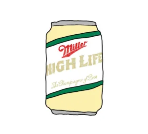 Illustration of a Miller High Life can