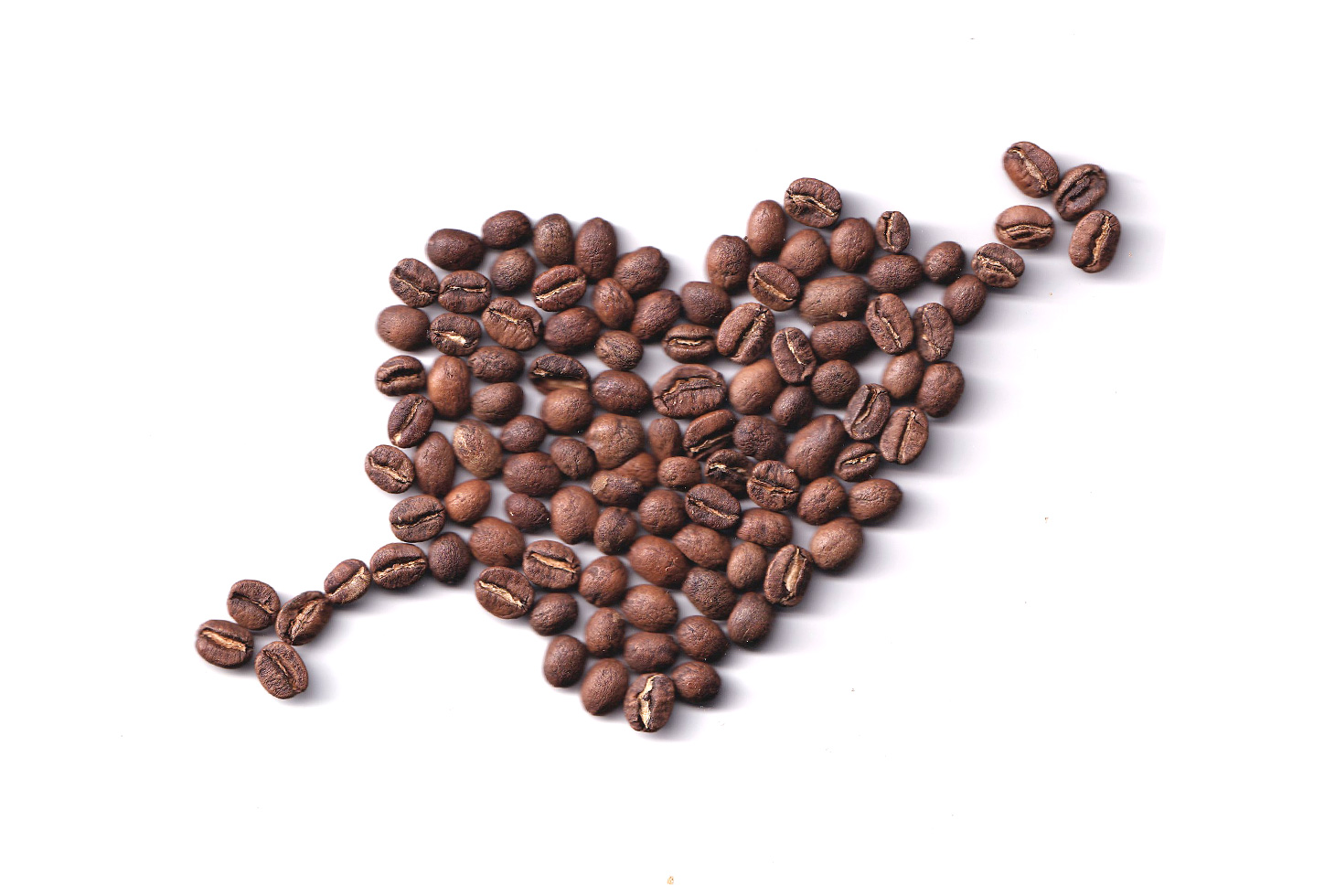 coffee beans shaped like a heart