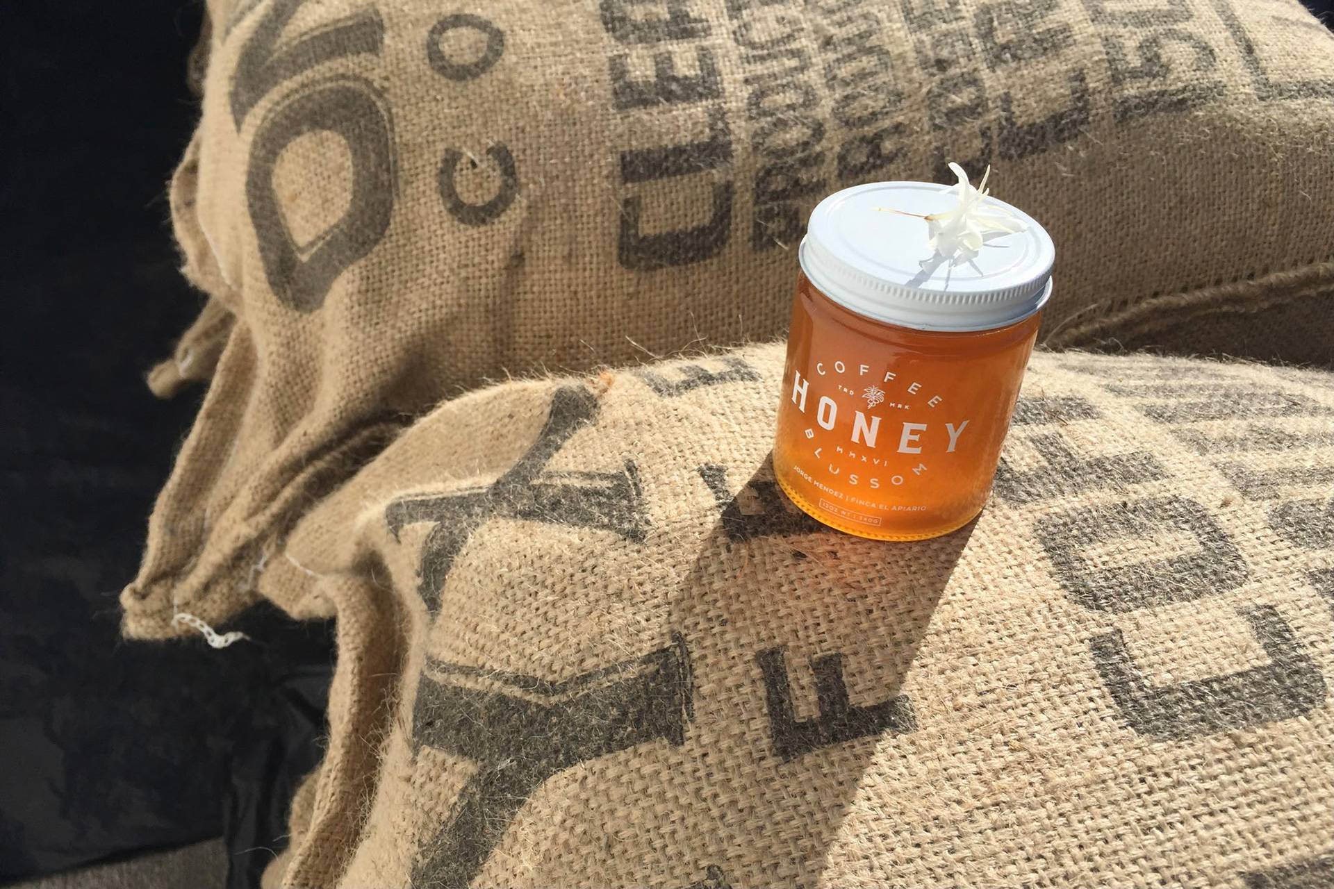 coffee blossom hhoney jar onyx bag
