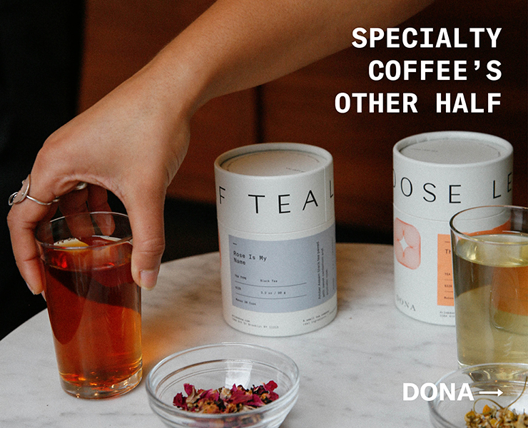 banner advertising dona specialty coffees other half chai and specialty tea and tisanes