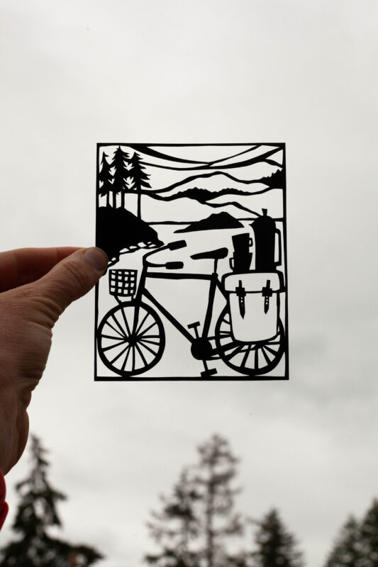 coffee and bicycle papercut by anna brones