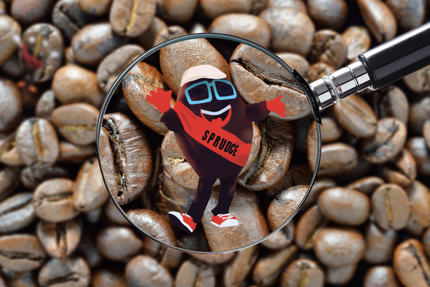 buzzy spesh magnifying glass coffee mascots sprudge