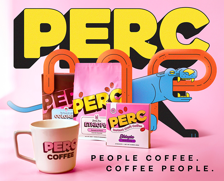 PERC COFFEE banner advertising people coffee