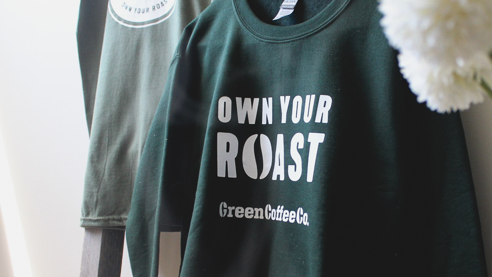 own your roast long sleeve green top
