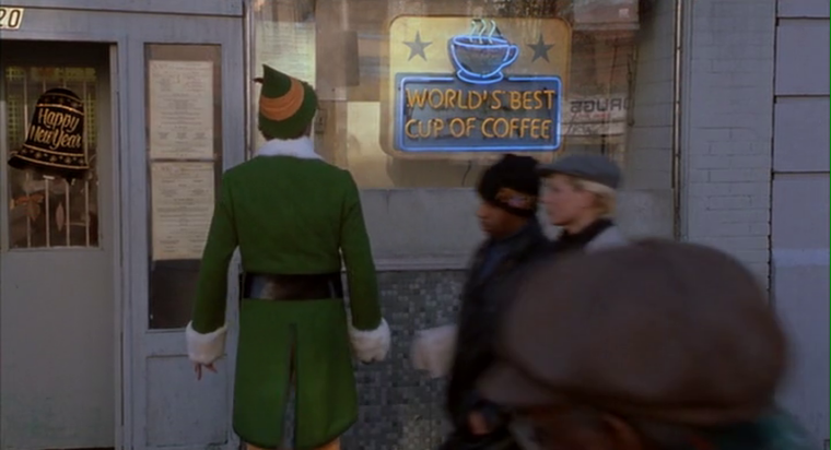 elf world's best cup of coffee sign