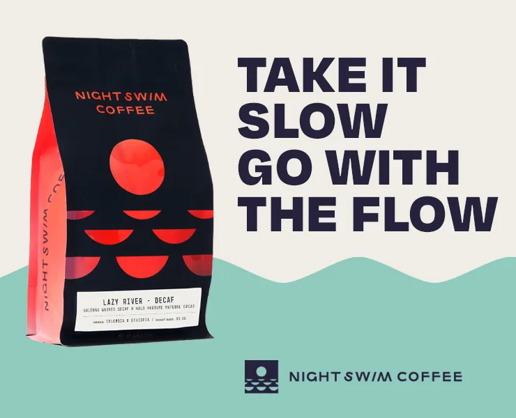 banner advertising night swim coffee