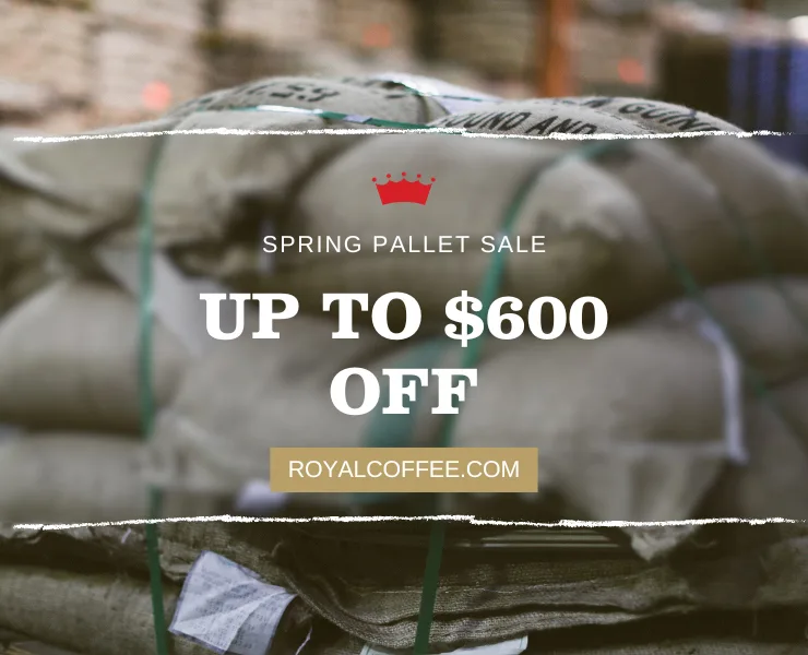 banner advertising royal coffee spring pallet sale