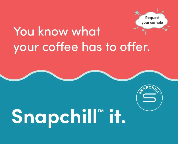 すぐに飲めるコーヒーを広告する Snapchill バナー