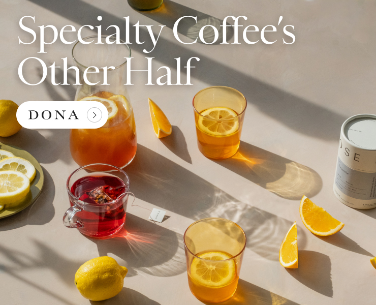 banner advertising dona tea specialty coffees other half