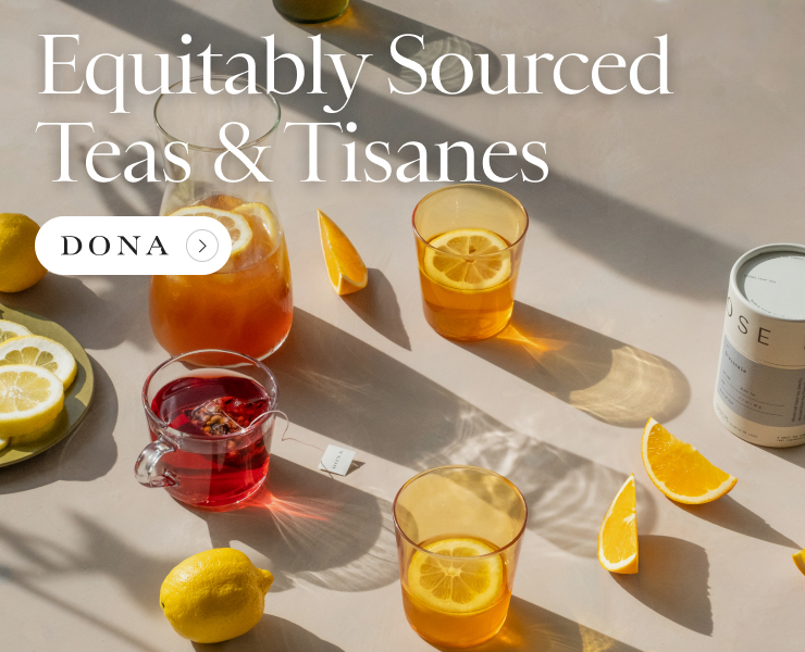 banner advertising dona Equitably Sources Teas and Tisanes