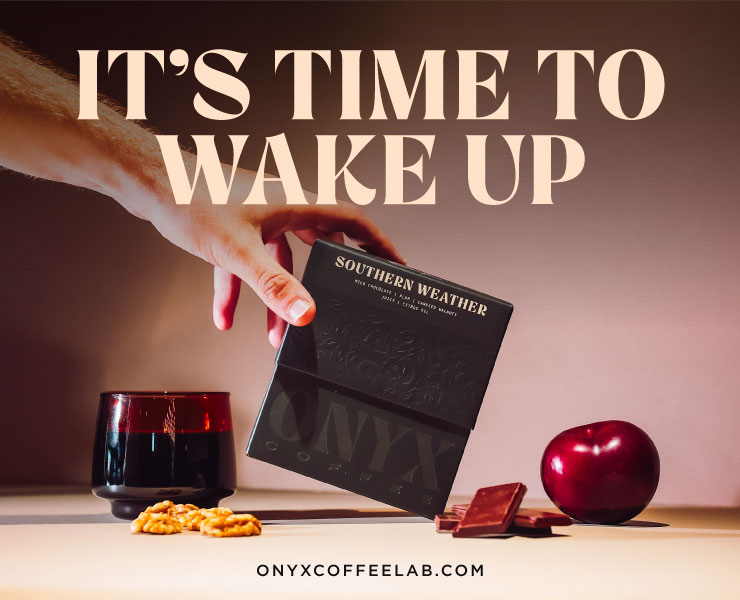 banner advertising onyx coffee lab it's time to wake up