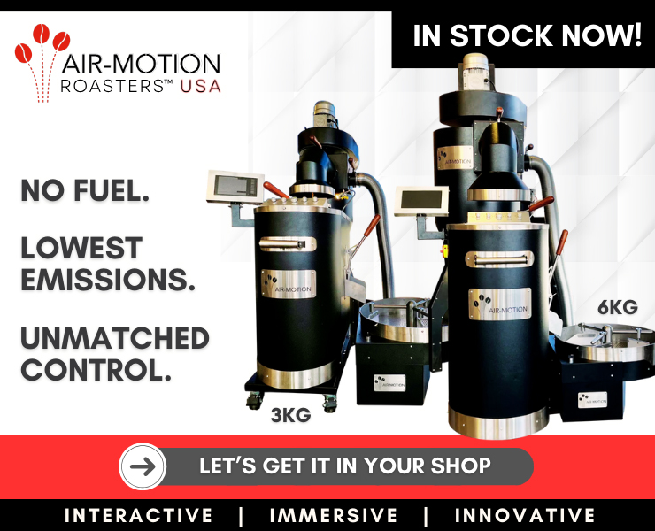 banner advertising Coffee Equipment Pros Exclusive USA distributor of Air Motion Roasters