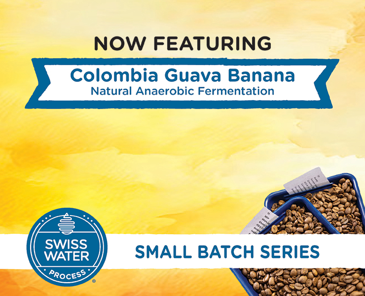 swiss water banner advertising Colombia Guava Banana