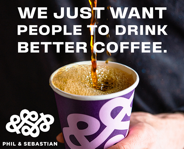 banner advertising Phil & Sebatian coffee