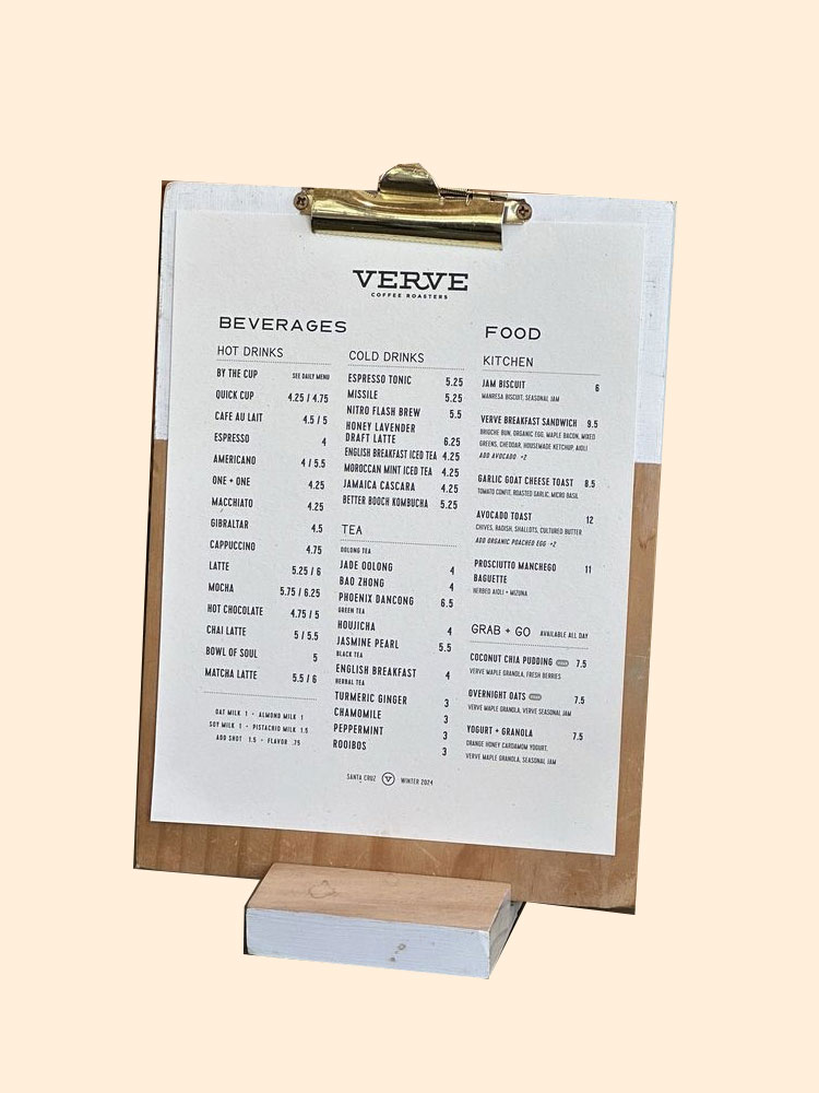 verve menu sda