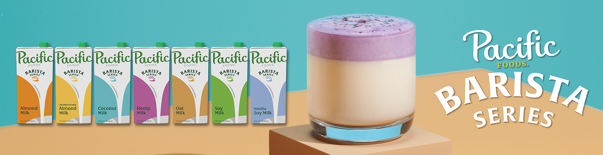 banner advertising pacific foods barista series knows plant milks cold