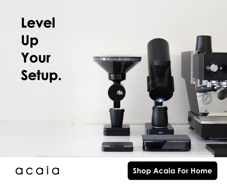 banner advertising Acaia scales and grinders