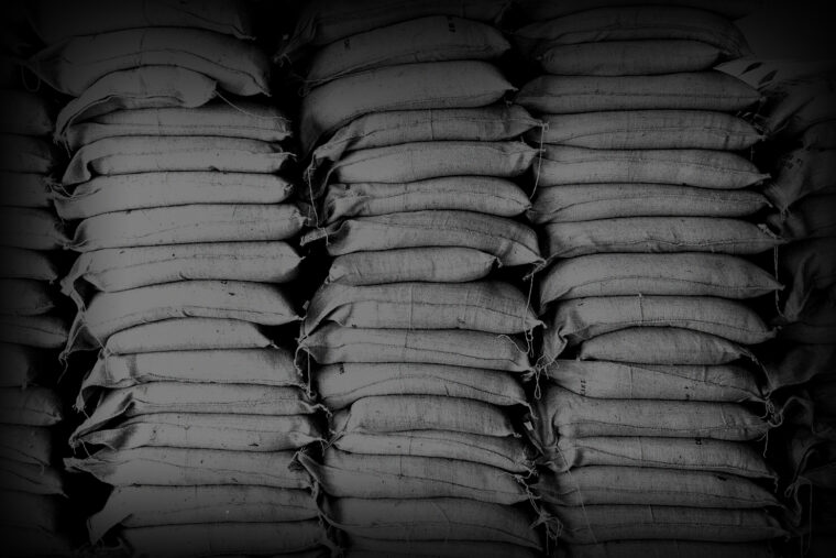 green coffee bags b&w