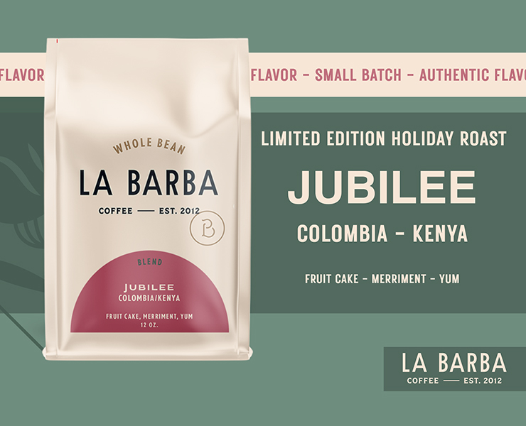 banner advertising La Barba Coffee in Salt Lake City, UTAH