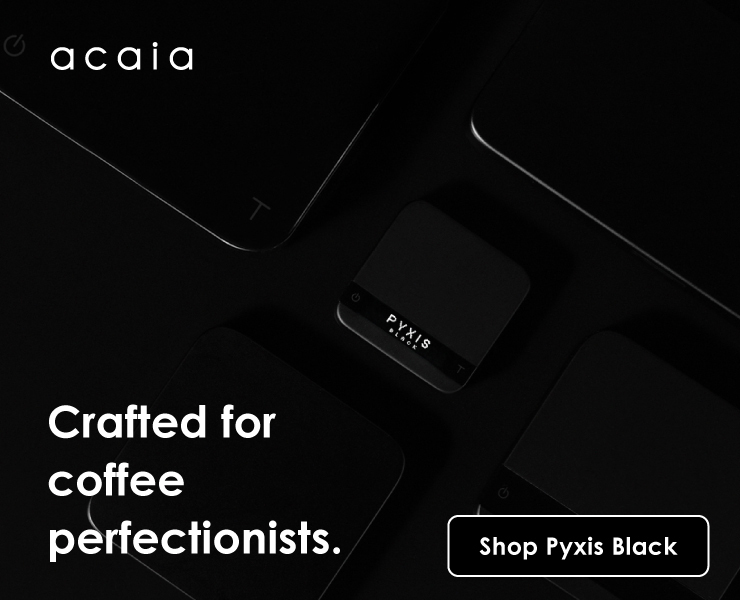 banner advertising Acaia scales and grinders