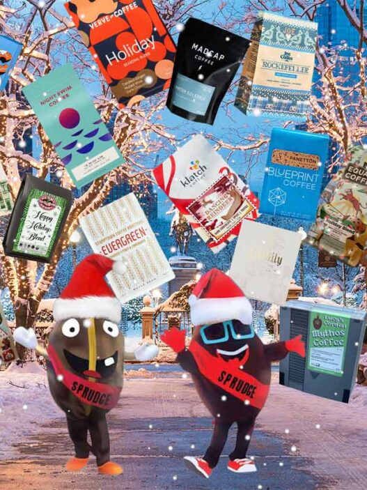 holiday blends guide buzzy and spesh in a coffee snowstorm