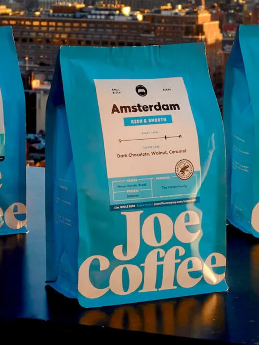 joe coffee comapny three bags at sunset