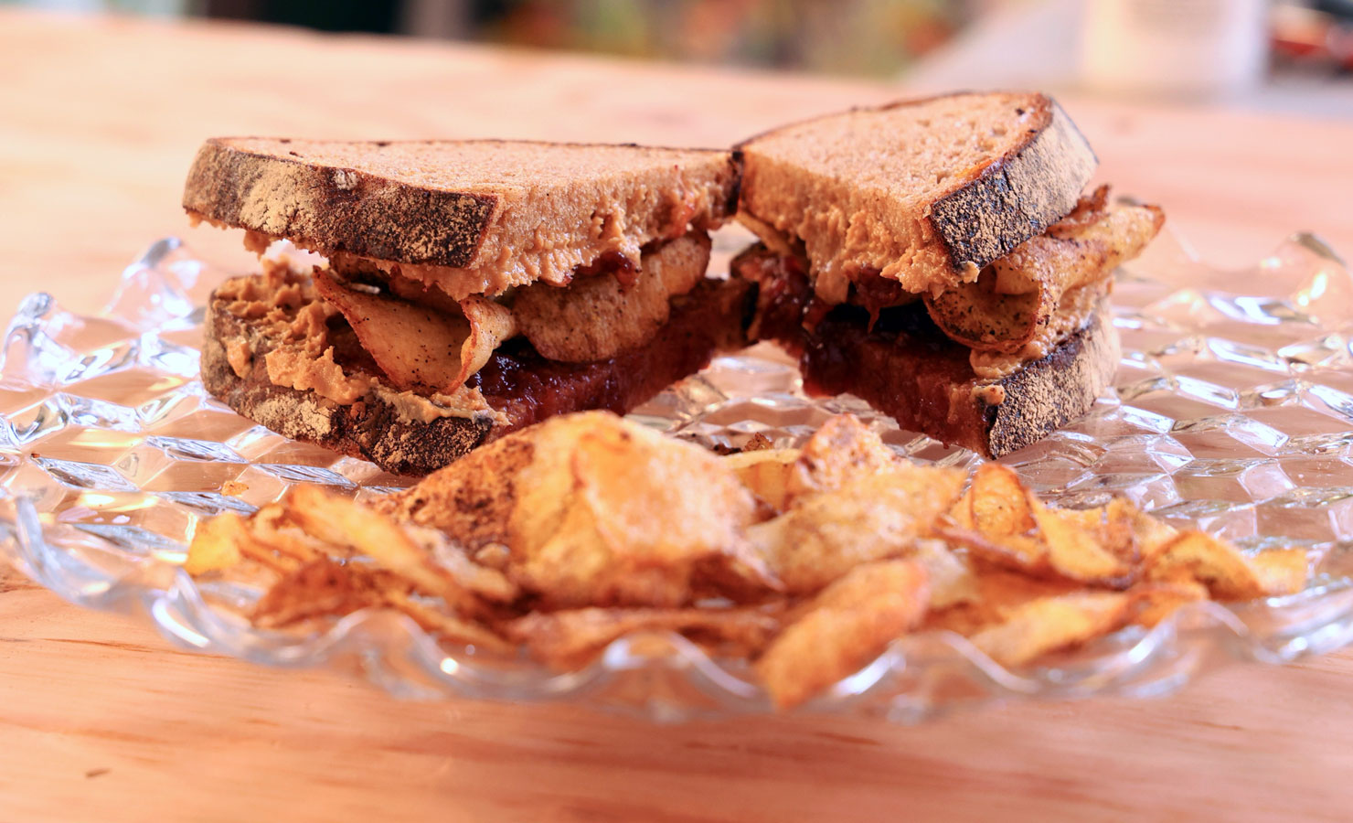 peanut butter and jelly sandwich with coffee chips