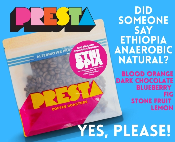 banner advertising Presta Coffee