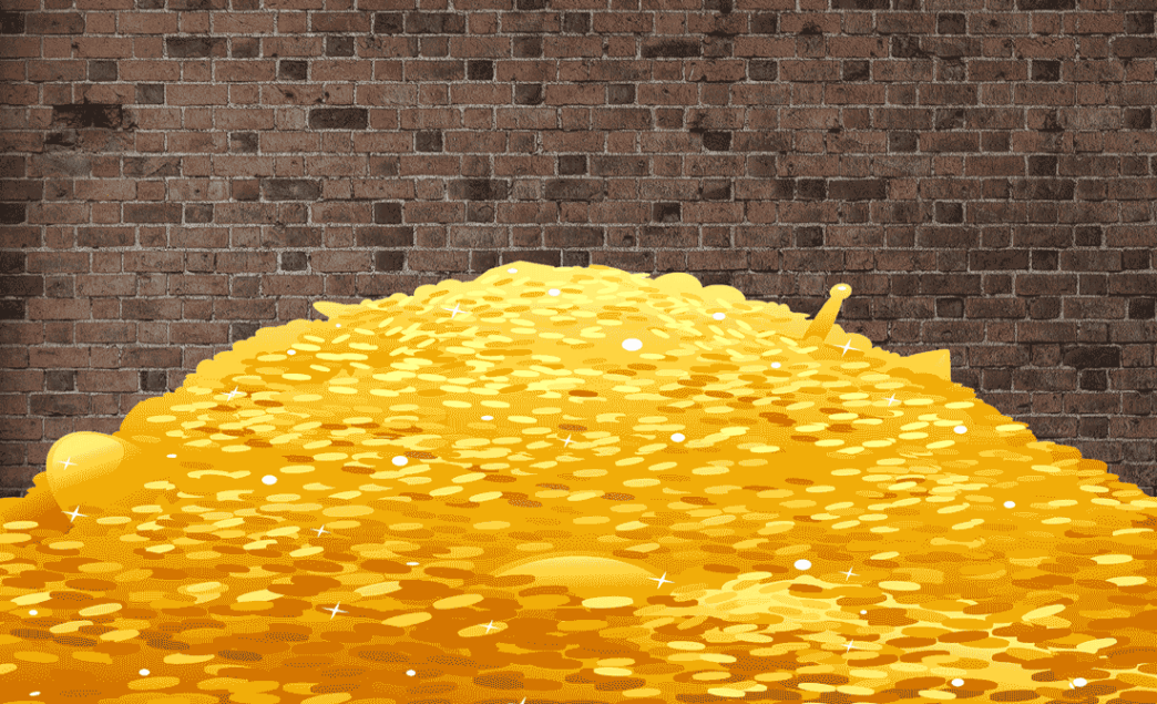 spesh sprudge mascot diving into gold