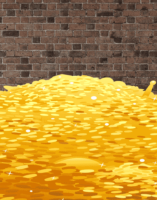 spesh sprudge mascot diving into gold