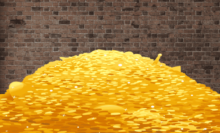 spesh sprudge mascot diving into gold