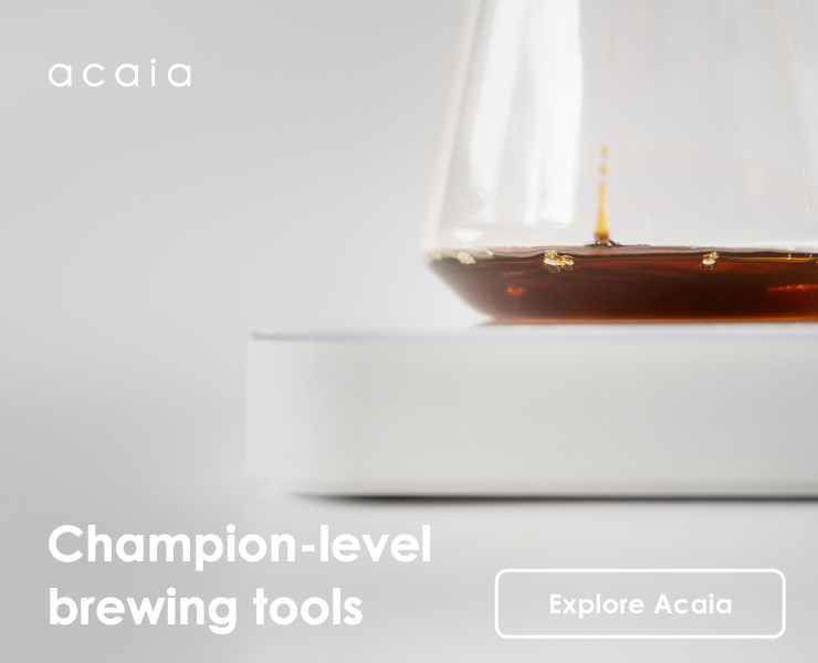 banner advertising Acaia scales and grinders