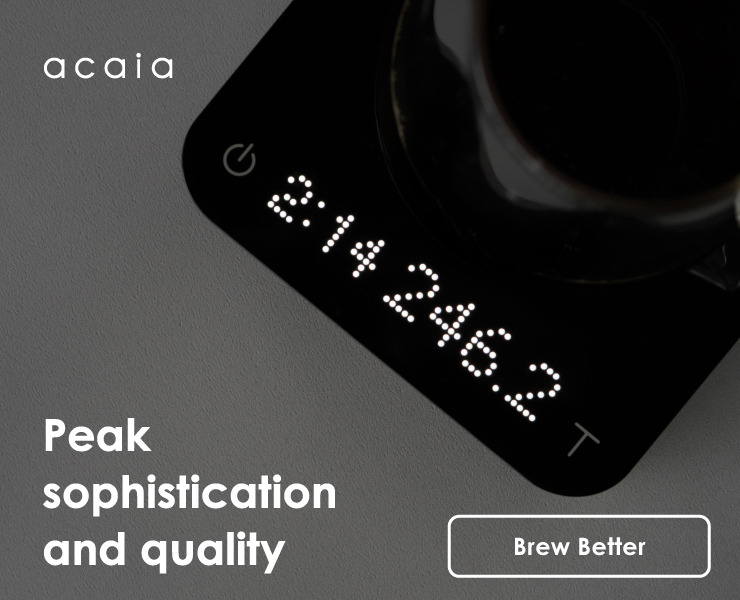 banner advertising Acaia scales and grinders