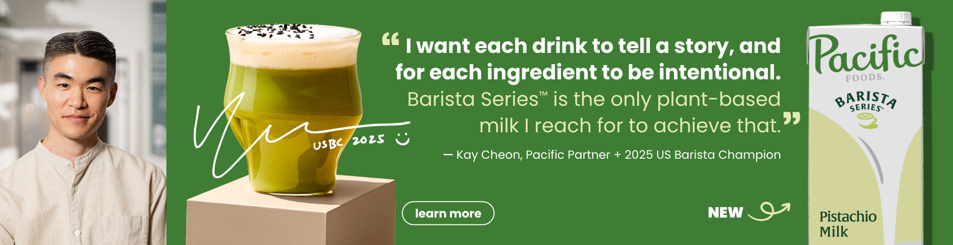 banner advertising Pacific Foods Barista Series