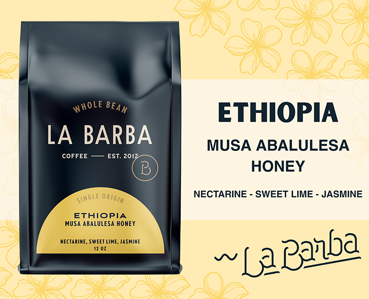 banner advertising La Barba Coffee