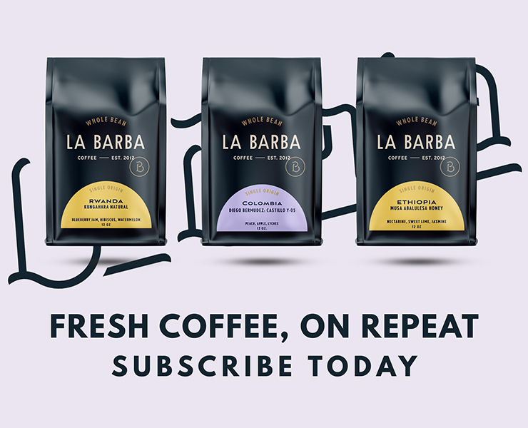 banner advertising La Barba Coffee