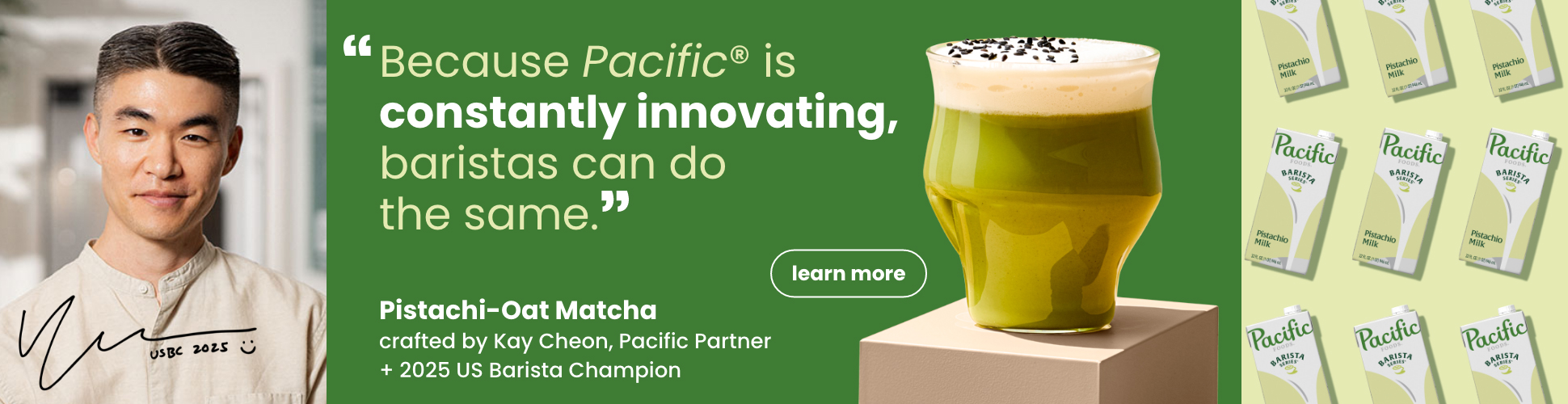 banner advertising Pacific Foods Barista Series