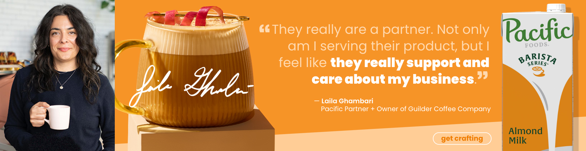 banner advertising Pacific Foods Barista Series